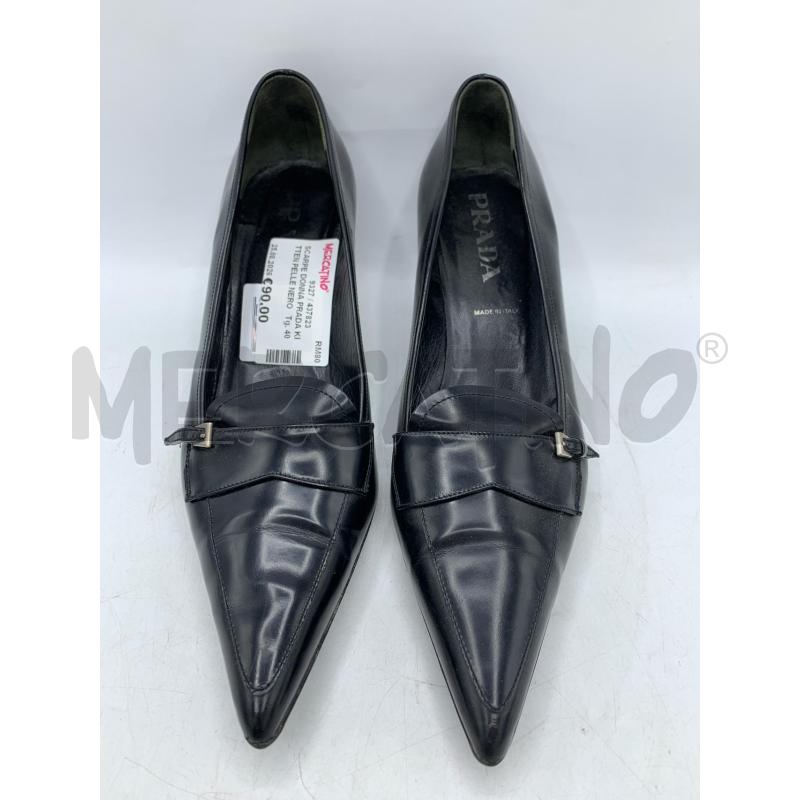 SCARPE DONNA PRADA KITTEN PELLE NERO  | Mercatino dell'Usato Roma re di roma 2