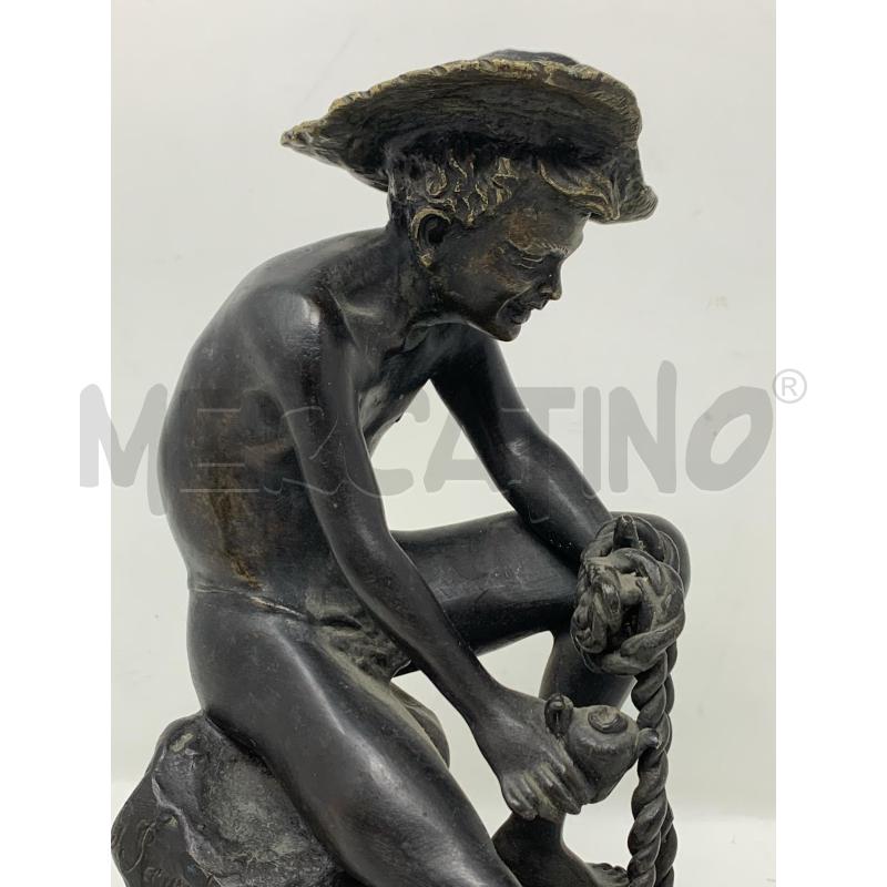 SCULTURA BRONZO PESCATORE BASE MARMO  | Mercatino dell'Usato Roma re di roma 2