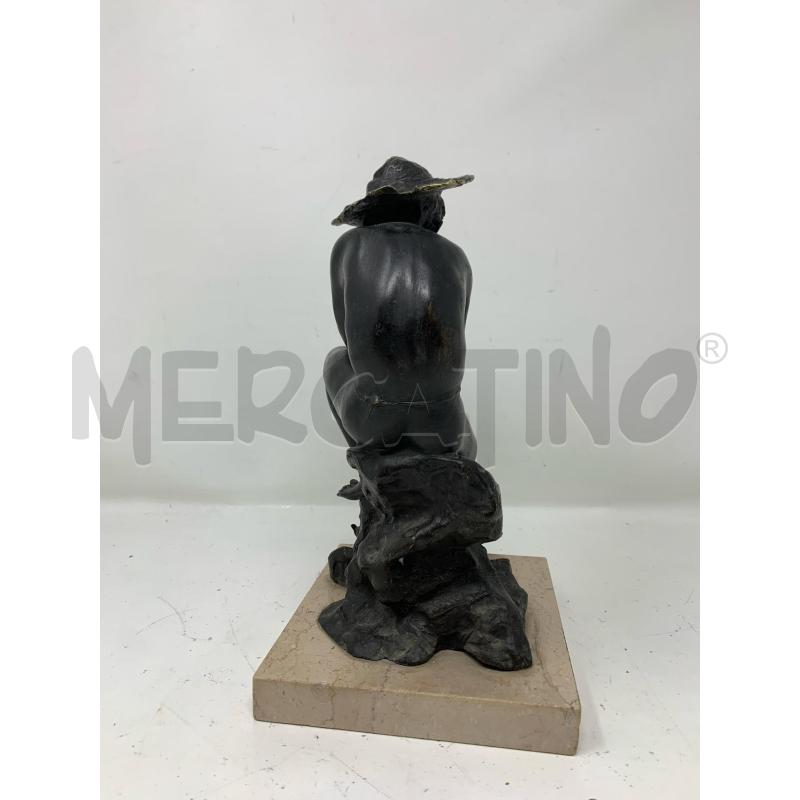 SCULTURA BRONZO PESCATORE BASE MARMO  | Mercatino dell'Usato Roma re di roma 4