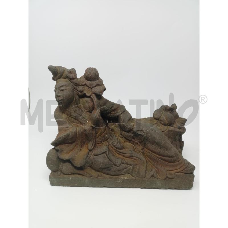 SCULTURA PIETRA DONNA SDRAIATA CINESE FIORI | Mercatino dell'Usato Roma re di roma 1