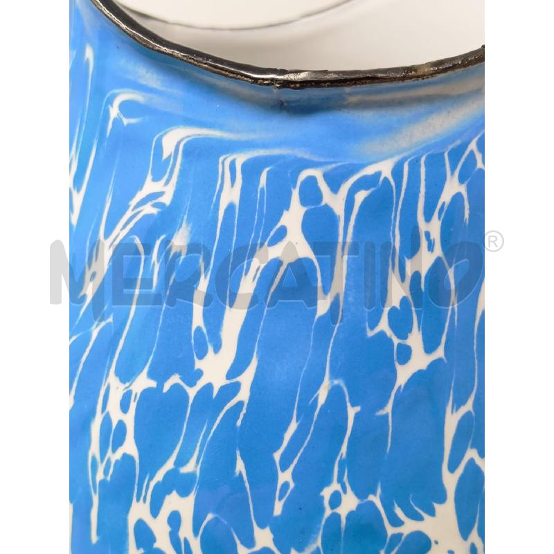 SECCHIELLO +VERSATOIO METALLO SMALTATO STRIAT AZZURRO | Mercatino dell'Usato Roma re di roma 4
