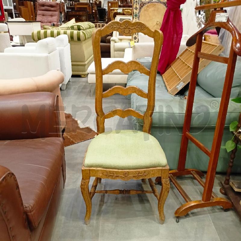 SEDIA DA CAMINO INTAGLIO FIORI SEDUTA VERDE  | Mercatino dell'Usato Roma re di roma 1
