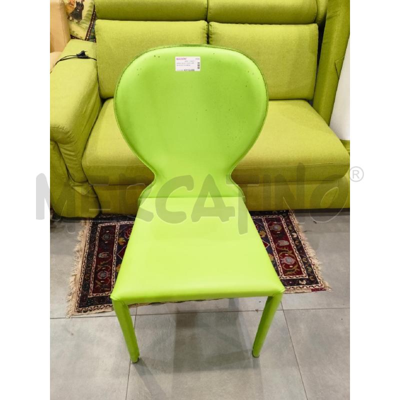 SEDIA JULIA CUOIO VERDE ACIDO SCHIENALE TONDO  | Mercatino dell'Usato Roma re di roma 1