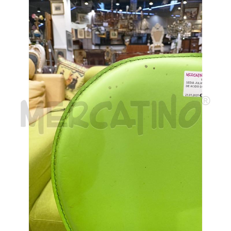SEDIA JULIA CUOIO VERDE ACIDO SCHIENALE TONDO  | Mercatino dell'Usato Roma re di roma 3