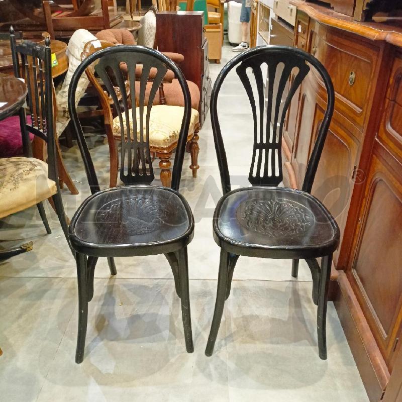 SEDIE PZ. 2 LEGNO NERO SCHIENALE EFFETTO PALMA  | Mercatino dell'Usato Roma re di roma 1