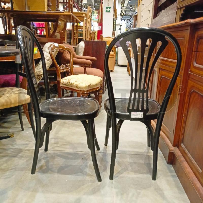 SEDIE PZ. 2 LEGNO NERO SCHIENALE EFFETTO PALMA  | Mercatino dell'Usato Roma re di roma 2