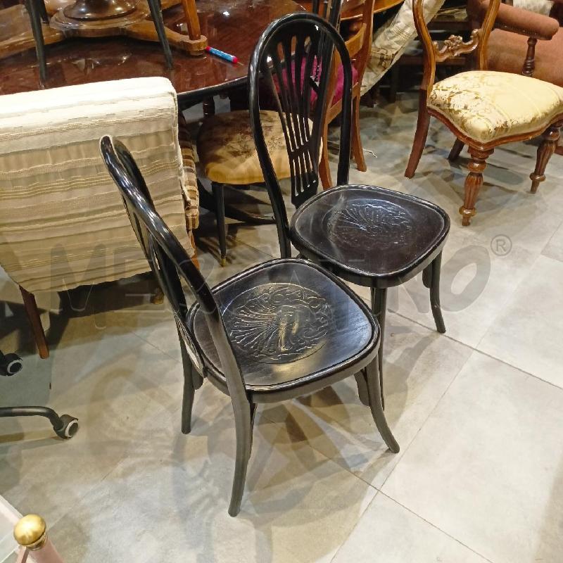 SEDIE PZ. 2 LEGNO NERO SCHIENALE EFFETTO PALMA  | Mercatino dell'Usato Roma re di roma 3