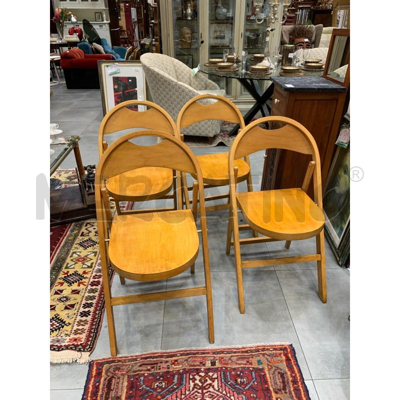 SEDIE PZ. 4 PIEGHEVOLI CASTIGLIONI '60 LEGNO SCHIENALE ARCATO  | Mercatino dell'Usato Roma re di roma 1