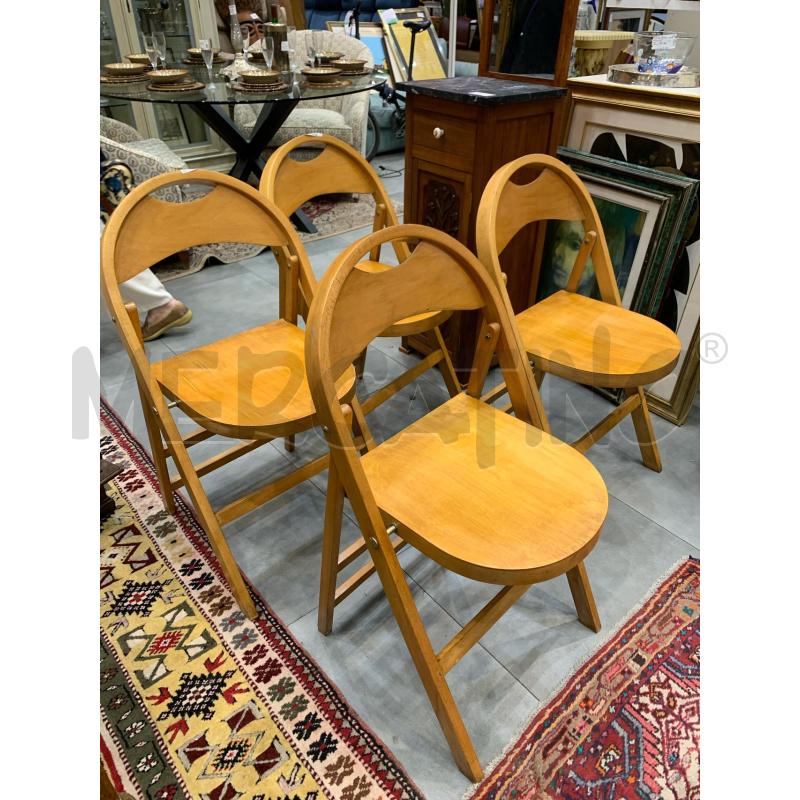 SEDIE PZ. 4 PIEGHEVOLI CASTIGLIONI '60 LEGNO SCHIENALE ARCATO  | Mercatino dell'Usato Roma re di roma 2