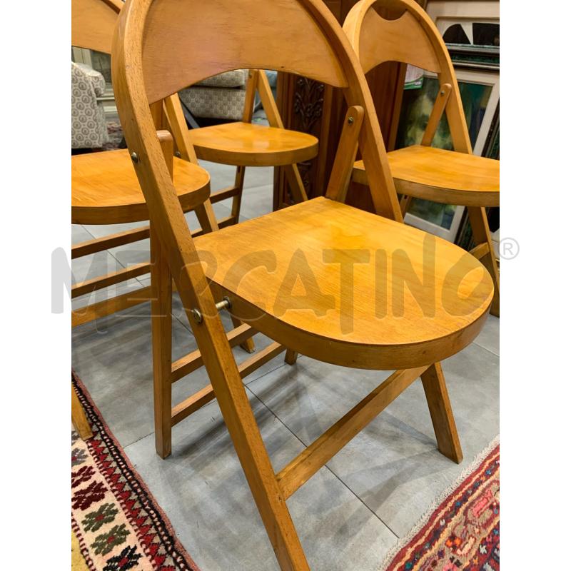 SEDIE PZ. 4 PIEGHEVOLI CASTIGLIONI '60 LEGNO SCHIENALE ARCATO  | Mercatino dell'Usato Roma re di roma 3