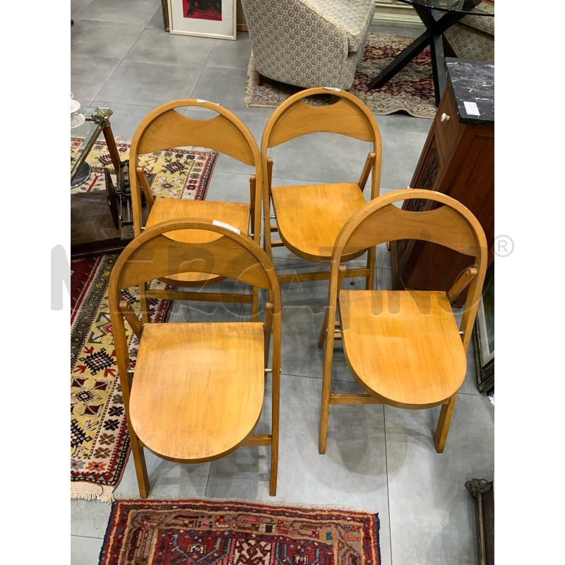 SEDIE PZ. 4 PIEGHEVOLI CASTIGLIONI '60 LEGNO SCHIENALE ARCATO  | Mercatino dell'Usato Roma re di roma 4