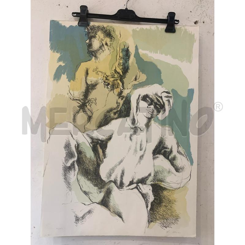 SERIGRAFIA 2 DONNE BENDATA DEC GIALLI AZZURRI | Mercatino dell'Usato Roma re di roma 1