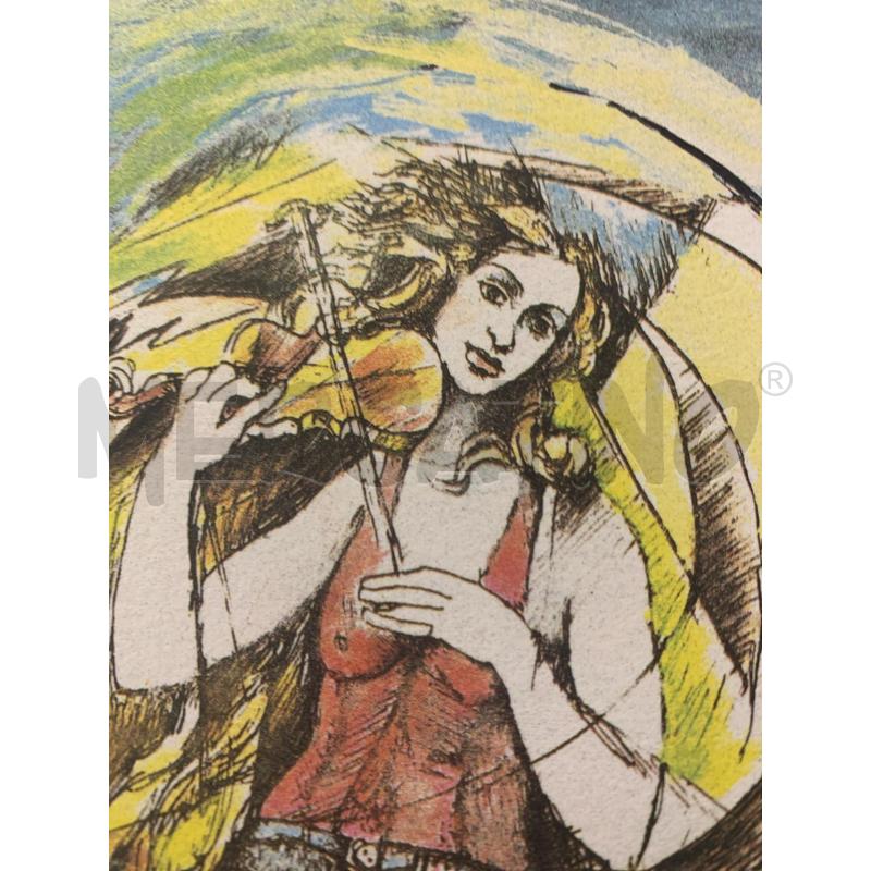 SERIGRAFIA RITOCCATA A MANO DONNA VIOLINO PATTINI  | Mercatino dell'Usato Roma re di roma 4