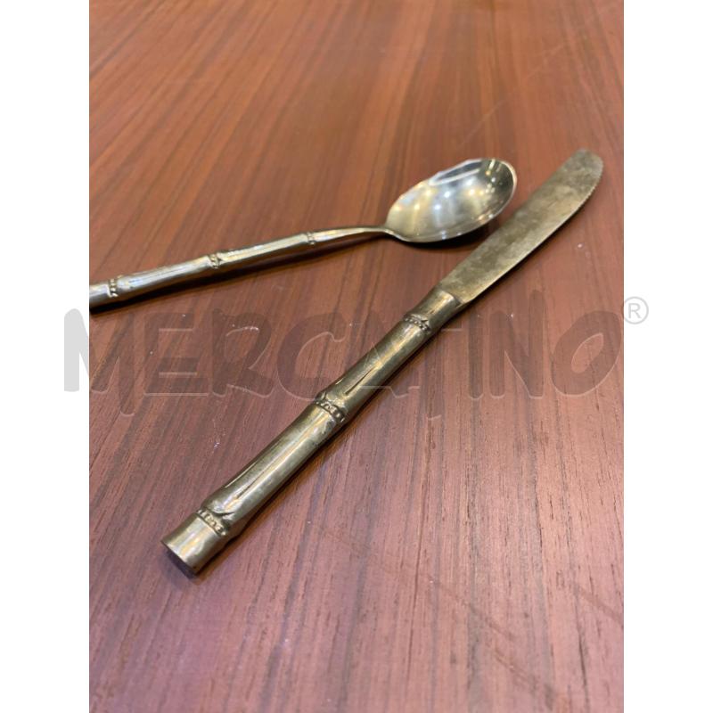 SETA POSATE OTTONE MANICO BAMBOO SCATOLA INTERNO ROSSO  | Mercatino dell'Usato Roma re di roma 5