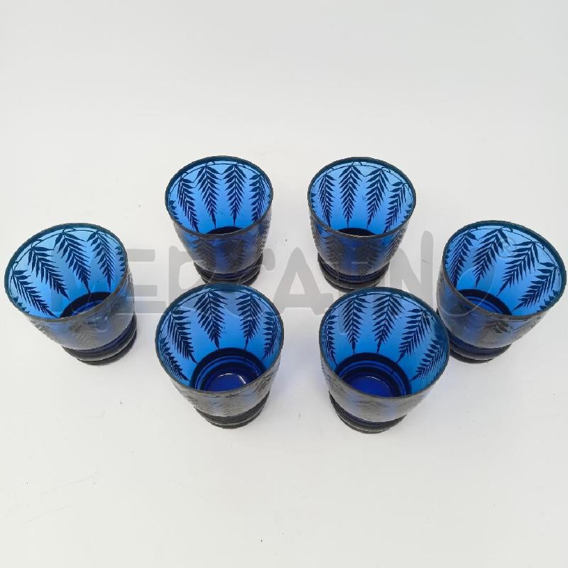 SET BICCHIERI BLU DEC FOGLIE BORDO SILVER BASE  | Mercatino dell'Usato Roma re di roma 4