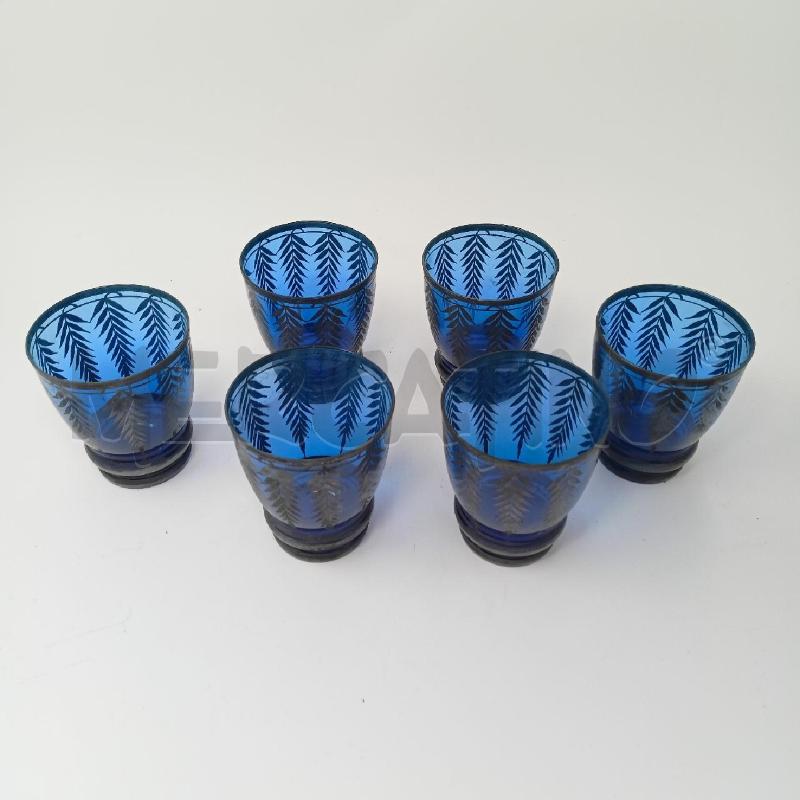 SET BICCHIERI BLU DEC FOGLIE BORDO SILVER BASE  | Mercatino dell'Usato Roma re di roma 5