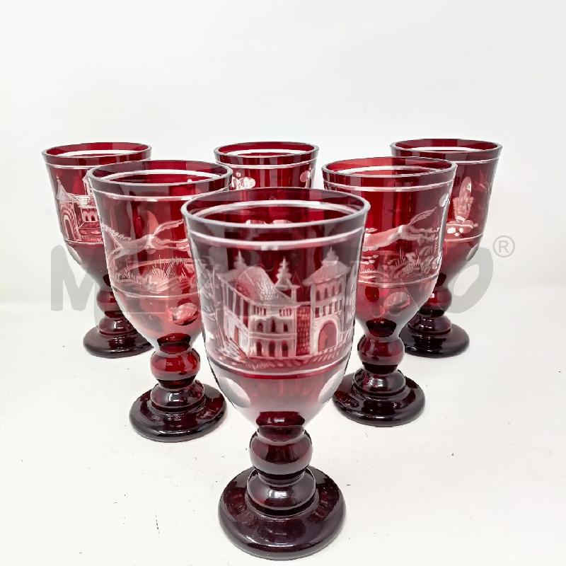 SET CALICI VETRO MOLATO ROSSO CASE CAVALLI  | Mercatino dell'Usato Roma re di roma 1