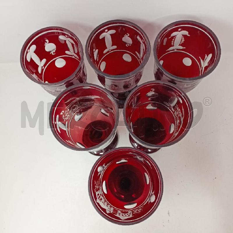 SET CALICI VETRO MOLATO ROSSO CASE CAVALLI  | Mercatino dell'Usato Roma re di roma 5
