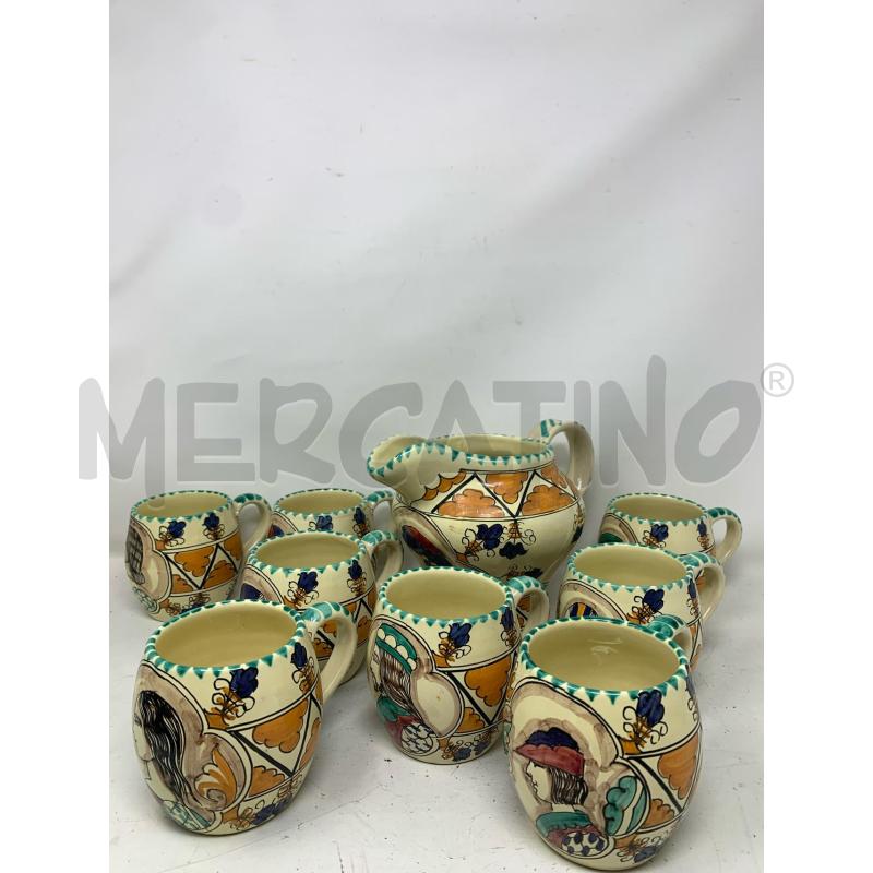 SET CERAMICA ORVIETO BOCCALI PROFILI PERSONAGGI DEC AZZURRI  | Mercatino dell'Usato Roma re di roma 1