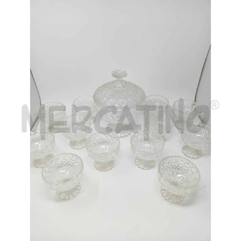 SET COPPETE VETRO + COPPA GRANDE DEC QUADRATINI  | Mercatino dell'Usato Roma re di roma 1