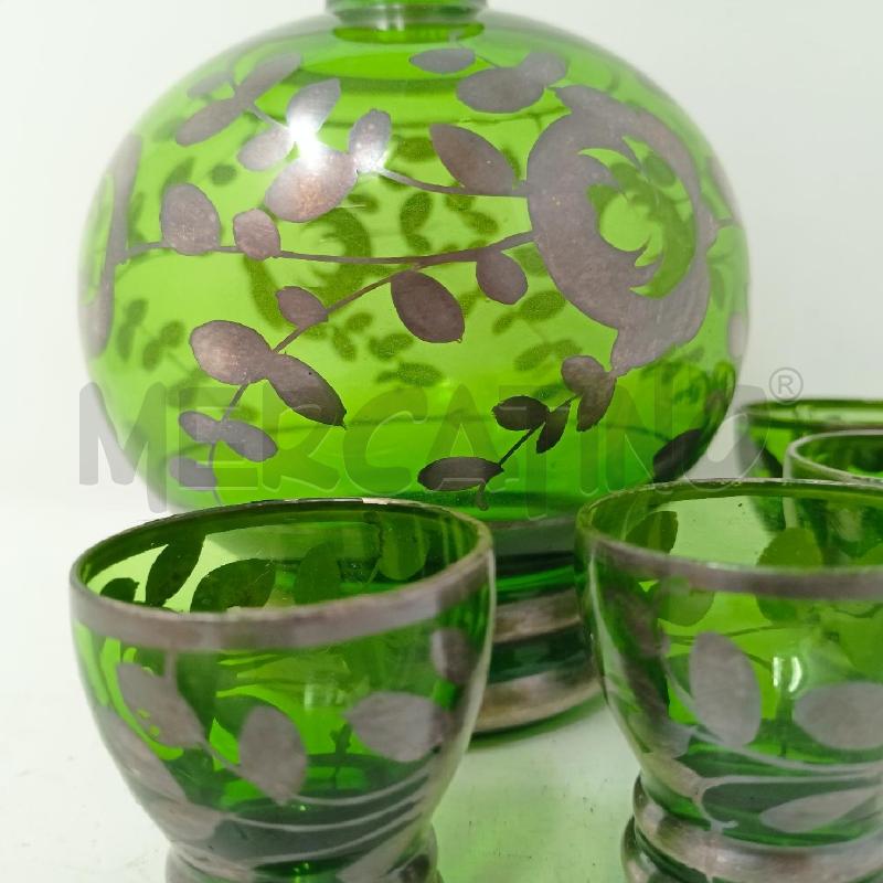 SET DA ROSOLIO BOTT+ BICCH VETRO VERDE FIORI SILVER | Mercatino dell'Usato Roma re di roma 3