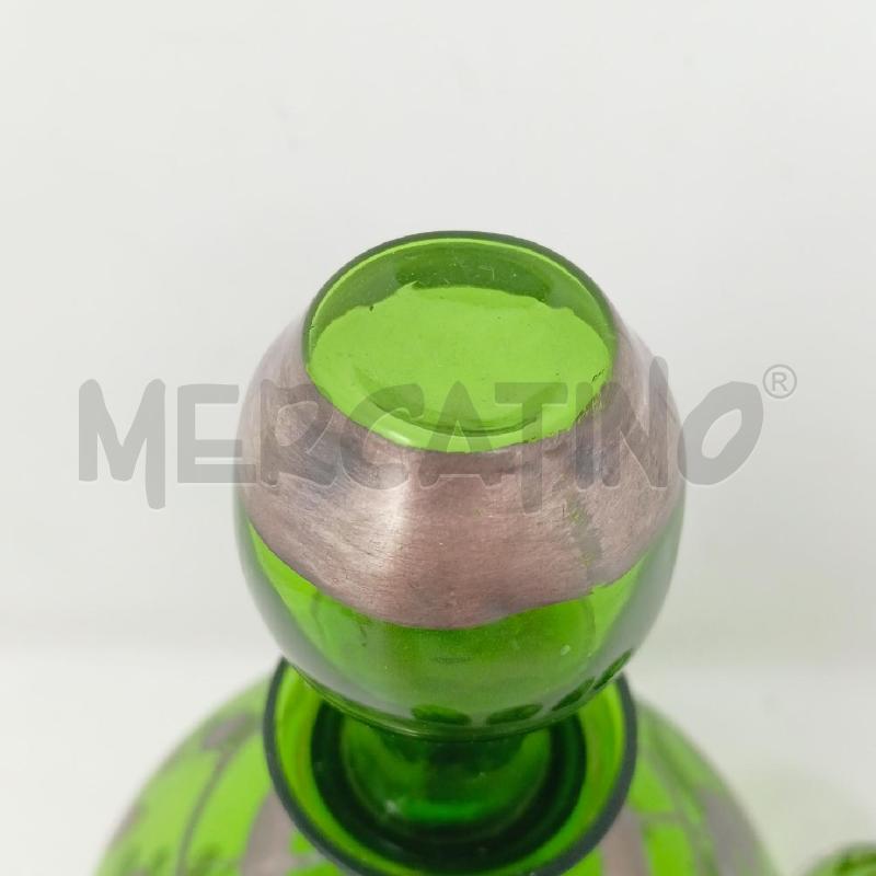 SET DA ROSOLIO BOTT+ BICCH VETRO VERDE FIORI SILVER | Mercatino dell'Usato Roma re di roma 4