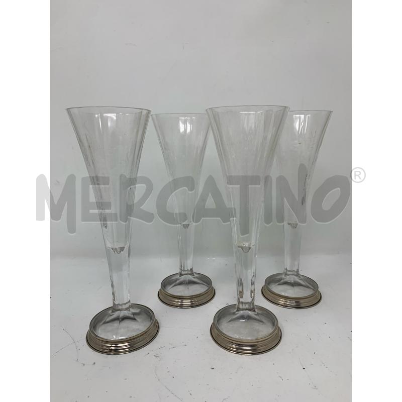 SET FLUTE CONICI CRISTALLO SFACCETTATI BASE SILVER  | Mercatino dell'Usato Roma re di roma 1