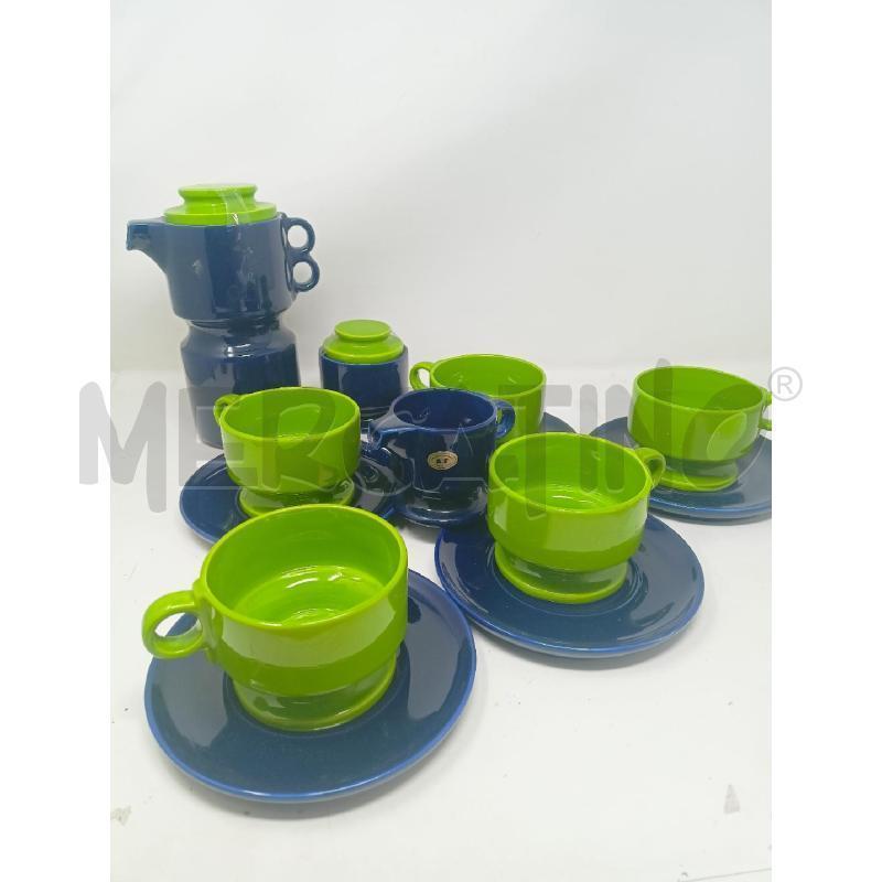 SET TAZZE BLU VERDE CERAMICA ROMANA '70 | Mercatino dell'Usato Roma re di roma 1