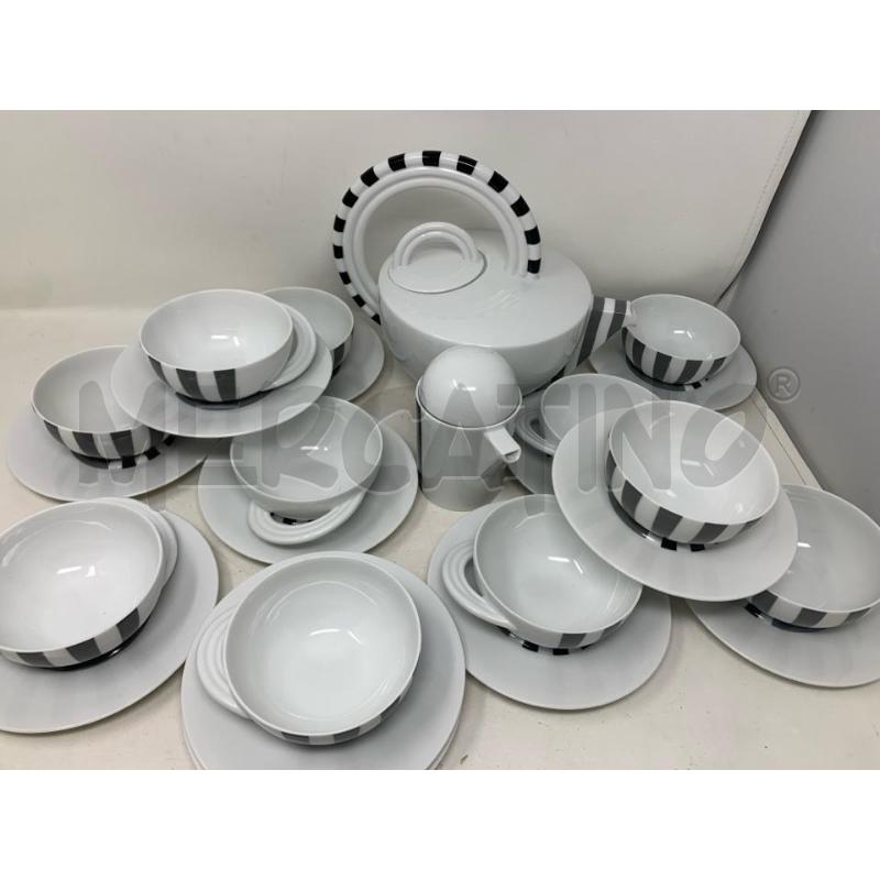 SET TAZZE ROSENTHAL CUPOLA MARIO BELLINI RIGHE BIANCHE NERE | Mercatino dell'Usato Roma re di roma 1