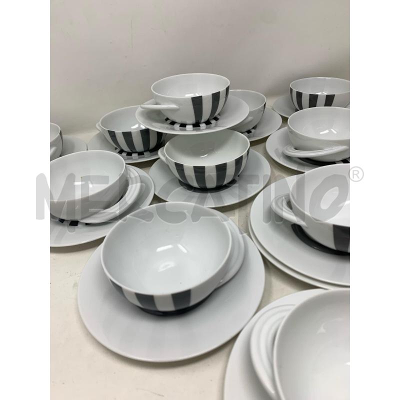 SET TAZZE ROSENTHAL CUPOLA MARIO BELLINI RIGHE BIANCHE NERE | Mercatino dell'Usato Roma re di roma 2