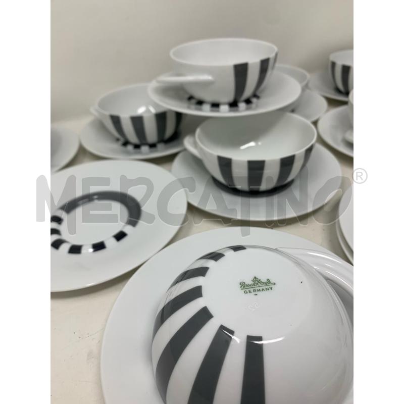SET TAZZE ROSENTHAL CUPOLA MARIO BELLINI RIGHE BIANCHE NERE | Mercatino dell'Usato Roma re di roma 3