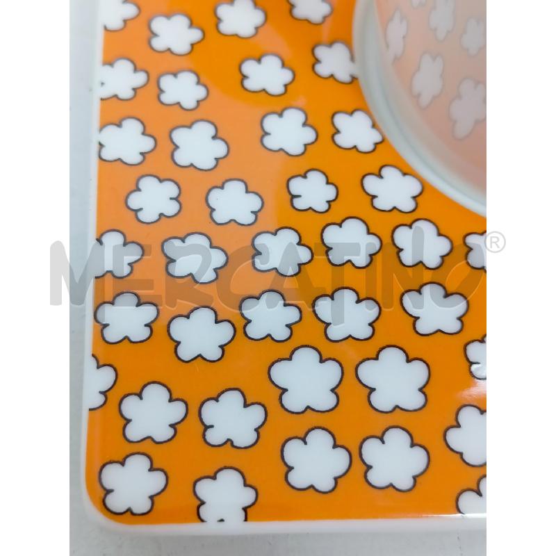 SET TAZZINE DA CAFFÈ PIATTINO QUADRATO FONDO ARANCIONE NUVOLE BIANCHE FRESHNESS ORANGE ROYAL FINE PO | Mercatino dell'Usato Roma re di roma 3