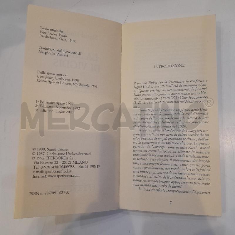 SIGRID UNDSET LA SAGA DI VIGDIS 2000 IPERBOREA | Mercatino dell'Usato Roma re di roma 3