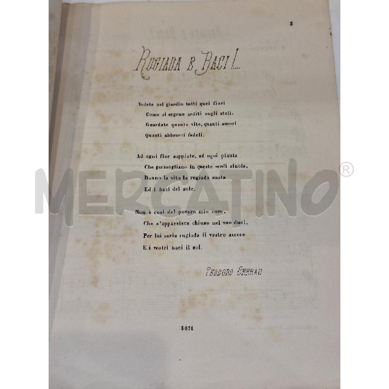 SPARTITO RUGIADA E BACI PIO DIPIETRO PRIMI 900 FIRMATO | Mercatino dell'Usato Roma re di roma 2