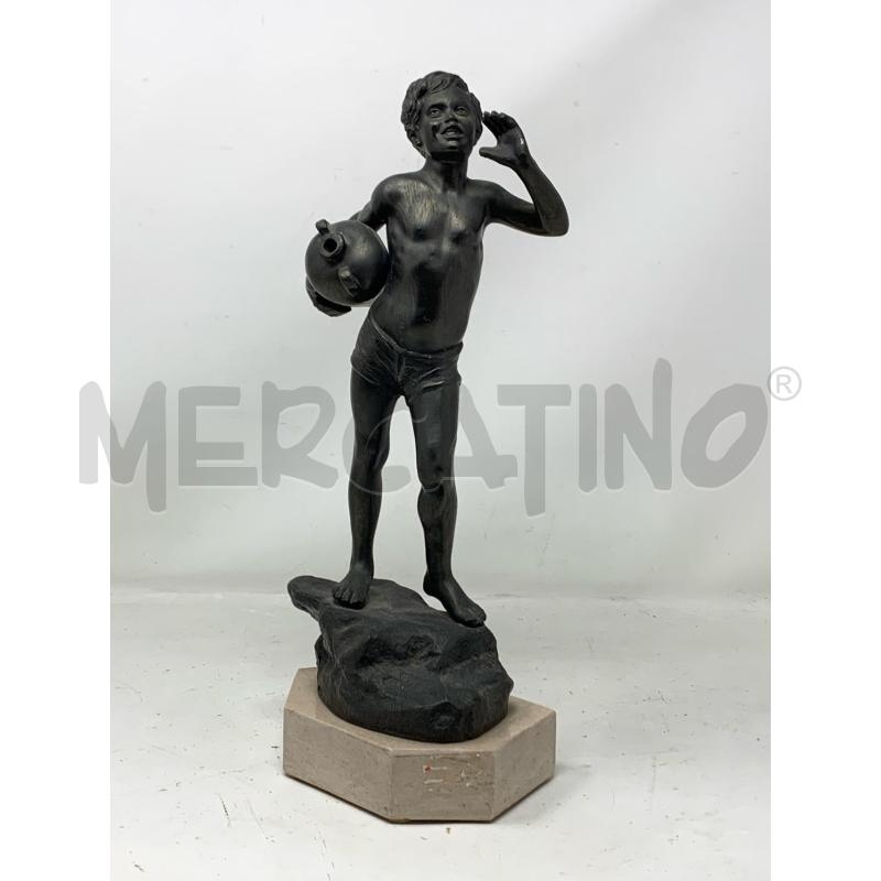 STATUA ACQUAIOLO ANTIMONIO BASE ESAGONALE MARMO | Mercatino dell'Usato Roma re di roma 1