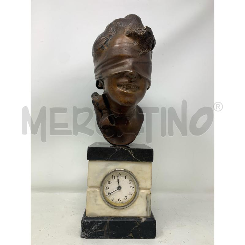 STATUA BRONZO DEA BENDATA BASE MARMO OROLOGIO CUBICO  | Mercatino dell'Usato Roma re di roma 1