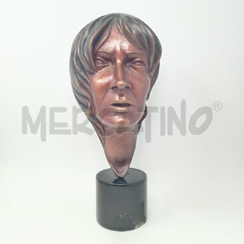 STATUA BRONZO VOLTO ROGAZZO BASE MARMO NERO CILINDRO | Mercatino dell'Usato Roma re di roma 1