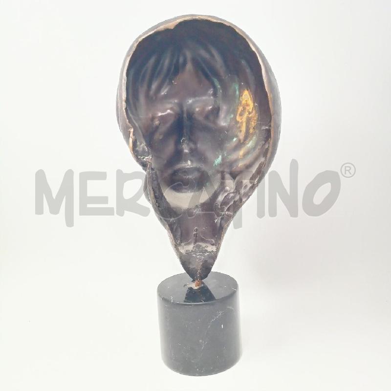 STATUA BRONZO VOLTO ROGAZZO BASE MARMO NERO CILINDRO | Mercatino dell'Usato Roma re di roma 2