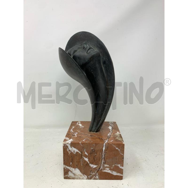 STATUA BRONZO VOLTO TESTA DONNA VOLANTE BASE MARMO  | Mercatino dell'Usato Roma re di roma 1