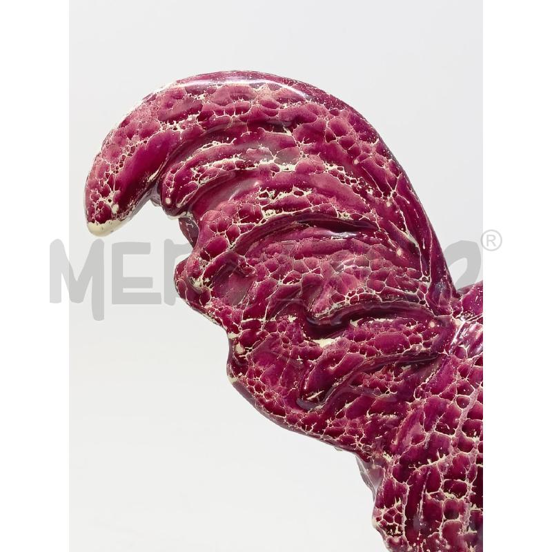 STATUA GALLO CERAMICA FUCSIA VIOLA LEONARDO | Mercatino dell'Usato Roma re di roma 3