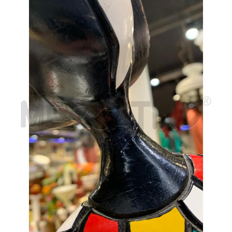 STATUA LEGNO STILE ETNICO DONNA STILIZZATA NERA SQUAME COLORATE | Mercatino dell'Usato Roma re di roma 4