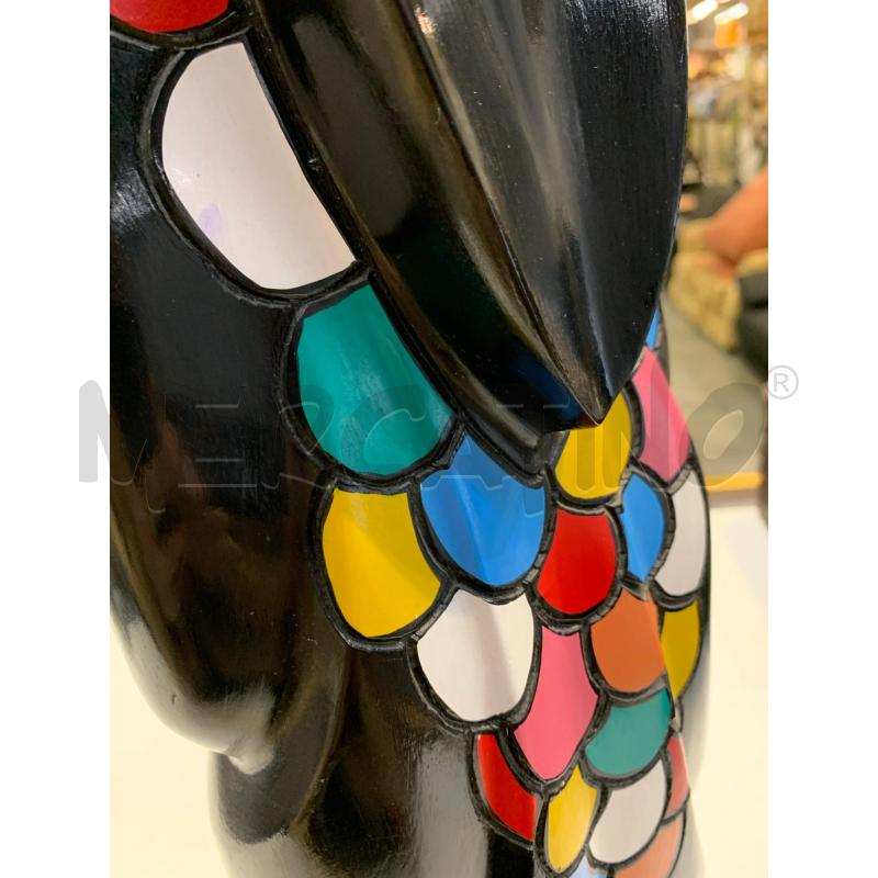 STATUA LEGNO STILE ETNICO DONNA STILIZZATA NERA SQUAME COLORATE | Mercatino dell'Usato Roma re di roma 5