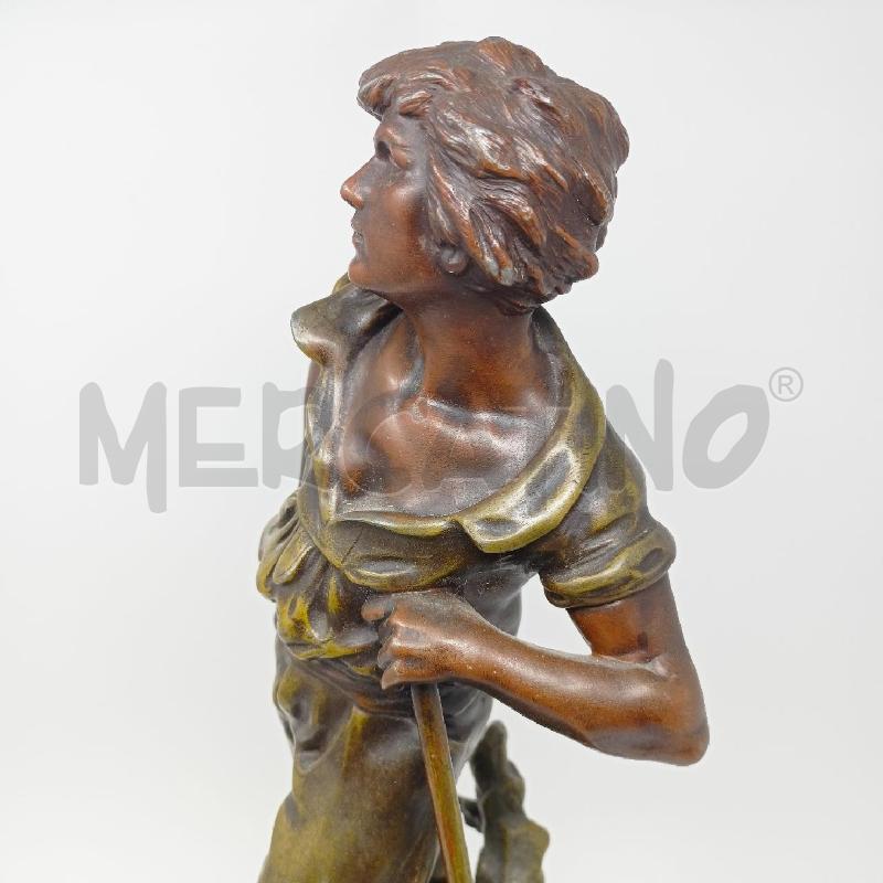 STATUA METALLO UOMO ASCIA LE BOIS BASE MARMO  | Mercatino dell'Usato Roma re di roma 4