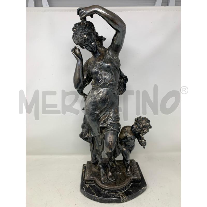 STATUA SILVER MUSA CON PUTTO BASE MARMO NERO  | Mercatino dell'Usato Roma re di roma 1