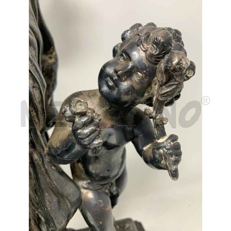 STATUA SILVER MUSA CON PUTTO BASE MARMO NERO  | Mercatino dell'Usato Roma re di roma 2