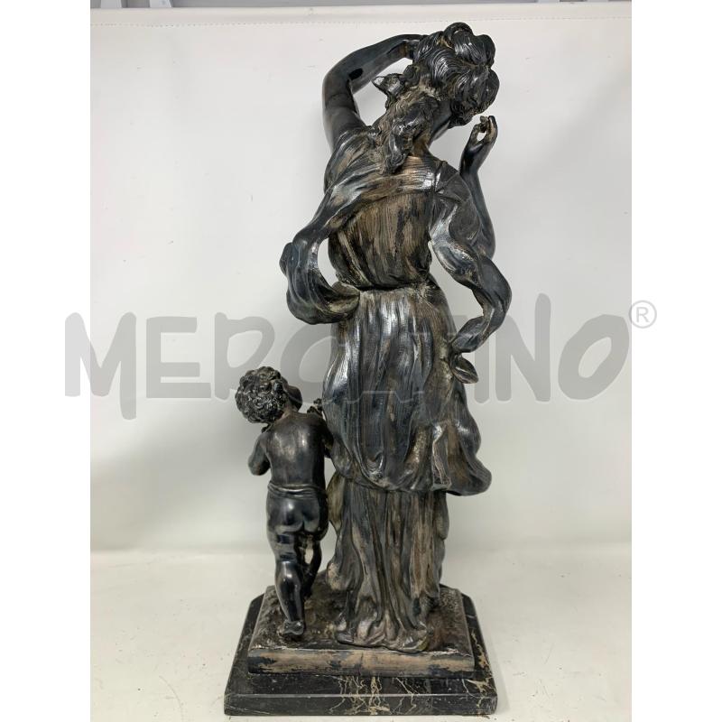 STATUA SILVER MUSA CON PUTTO BASE MARMO NERO  | Mercatino dell'Usato Roma re di roma 4