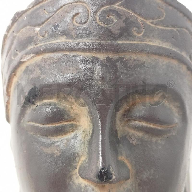 STATUA TESTA BUDDHA STELO BRONZO BASE MARMO ROSSO  | Mercatino dell'Usato Roma re di roma 2