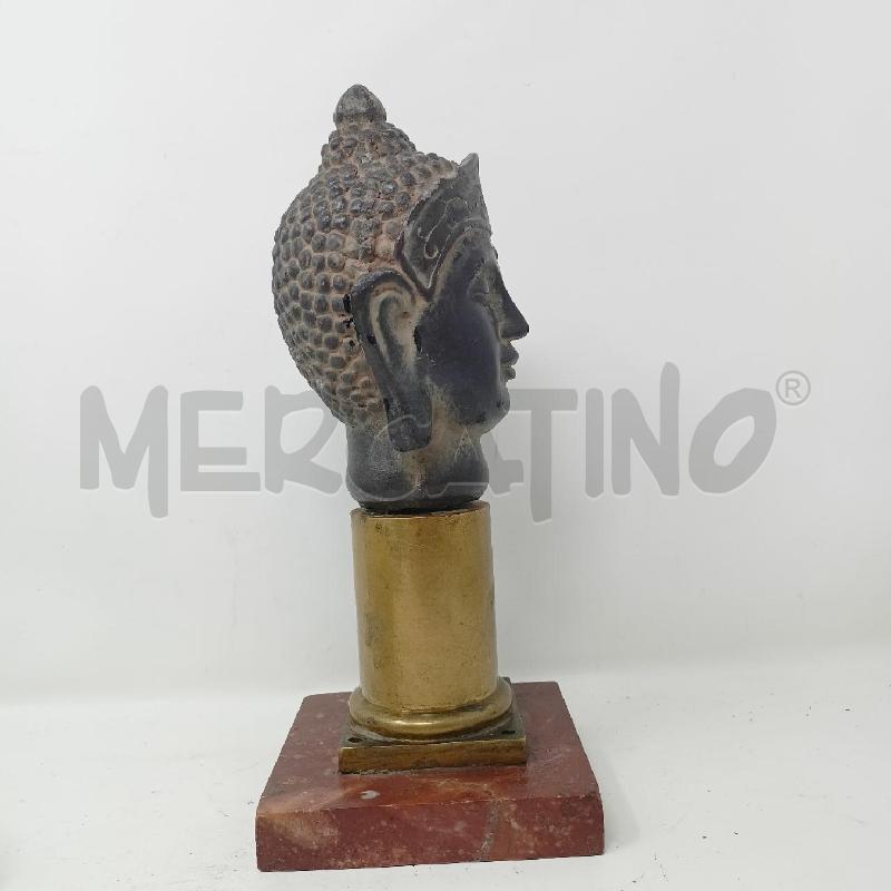 STATUA TESTA BUDDHA STELO BRONZO BASE MARMO ROSSO  | Mercatino dell'Usato Roma re di roma 3