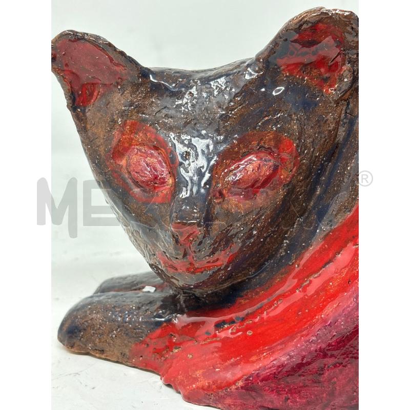 STATUETTA GATTINO COCCIO SMALTATO ROSSO  | Mercatino dell'Usato Roma re di roma 2