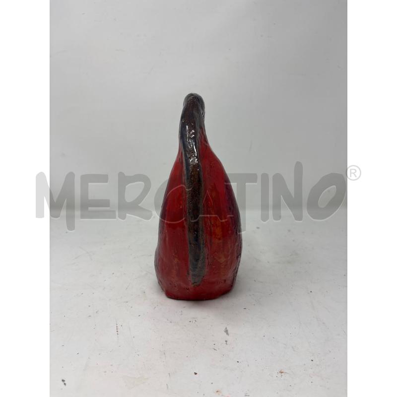 STATUETTA GATTINO COCCIO SMALTATO ROSSO  | Mercatino dell'Usato Roma re di roma 3